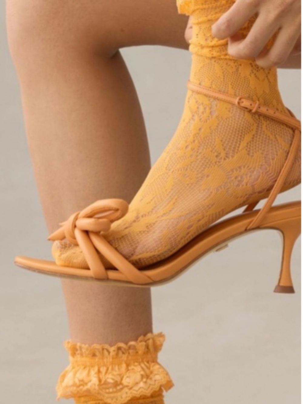 Anthropologie Socks Adult Hosiery Set of 2 Pair Ruffle Lace Pink & Orange Socks